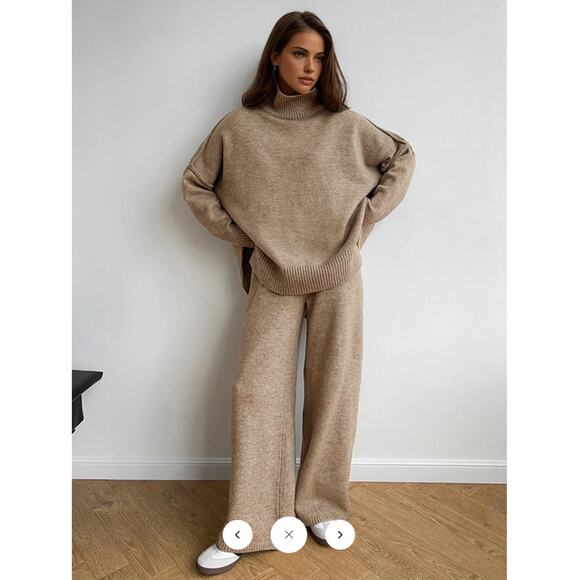 Commense Plain Turtleneck Knit Pants Set Sz XL - Picture 2 of 7